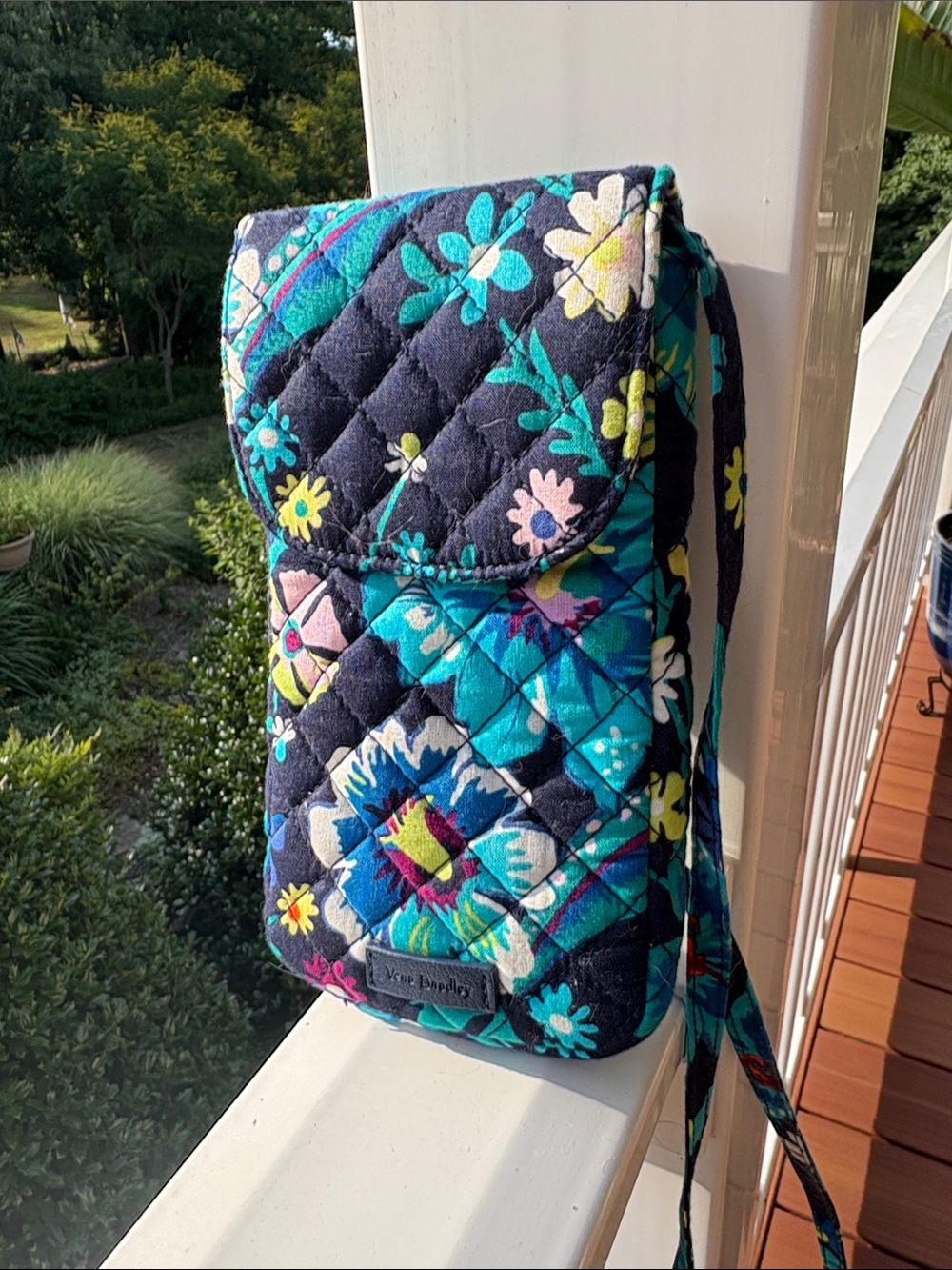 Vera Bradley Navy Floral Quilted Crossbody Phone Pouch